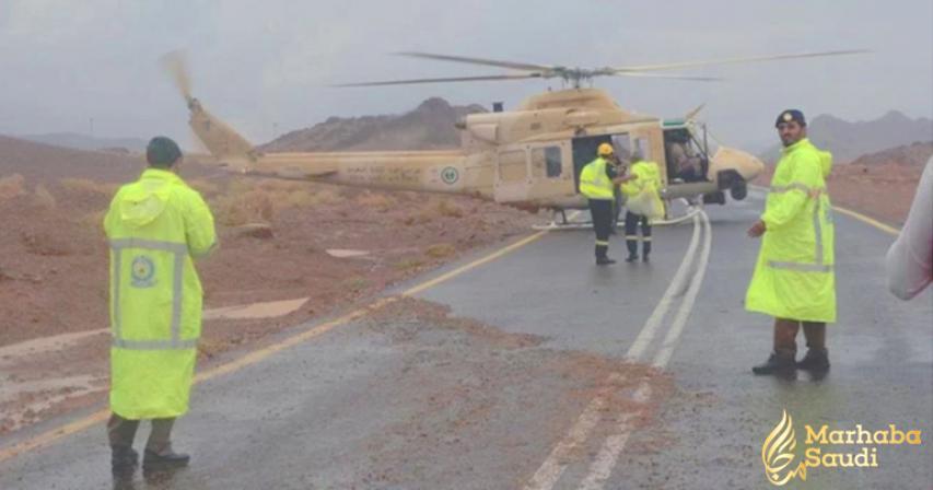 49 people rescued from flooded valleys in northern Saudi city of Tabuk