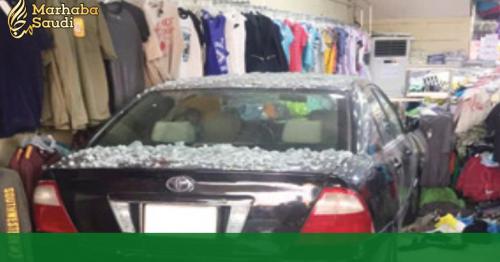 Female  driver crashes her car into a shop in Al-Ahsa